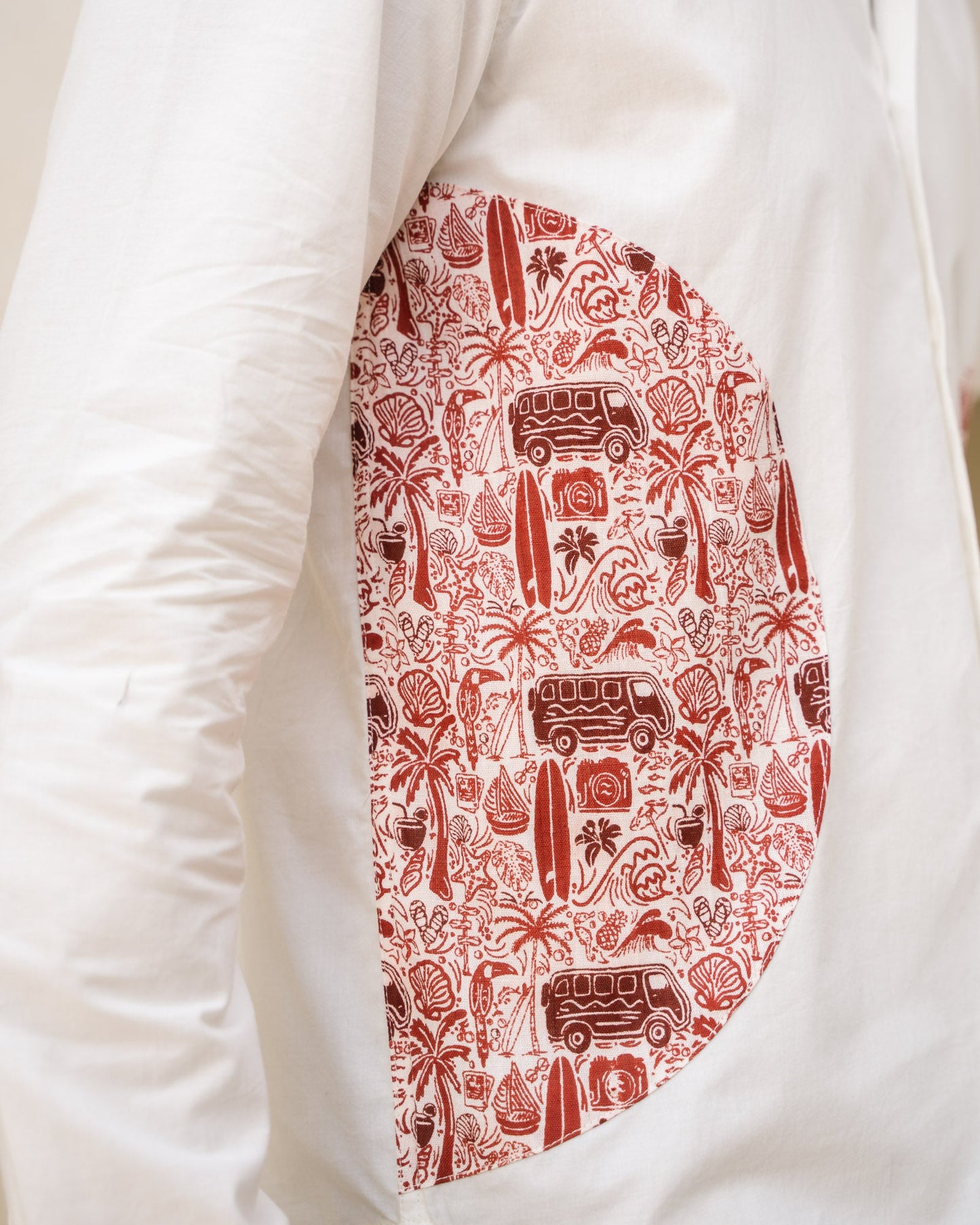 Beach Doodle Merlot Wheel Full Sleeves Linen Shirt