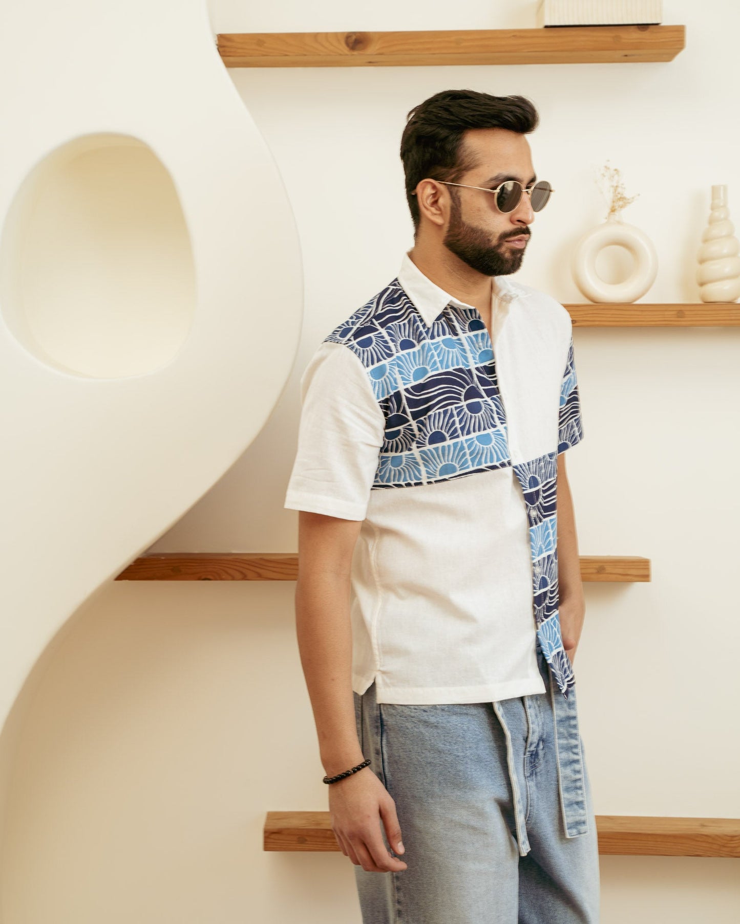 Beach Sun Ink Checks Linen Shirt