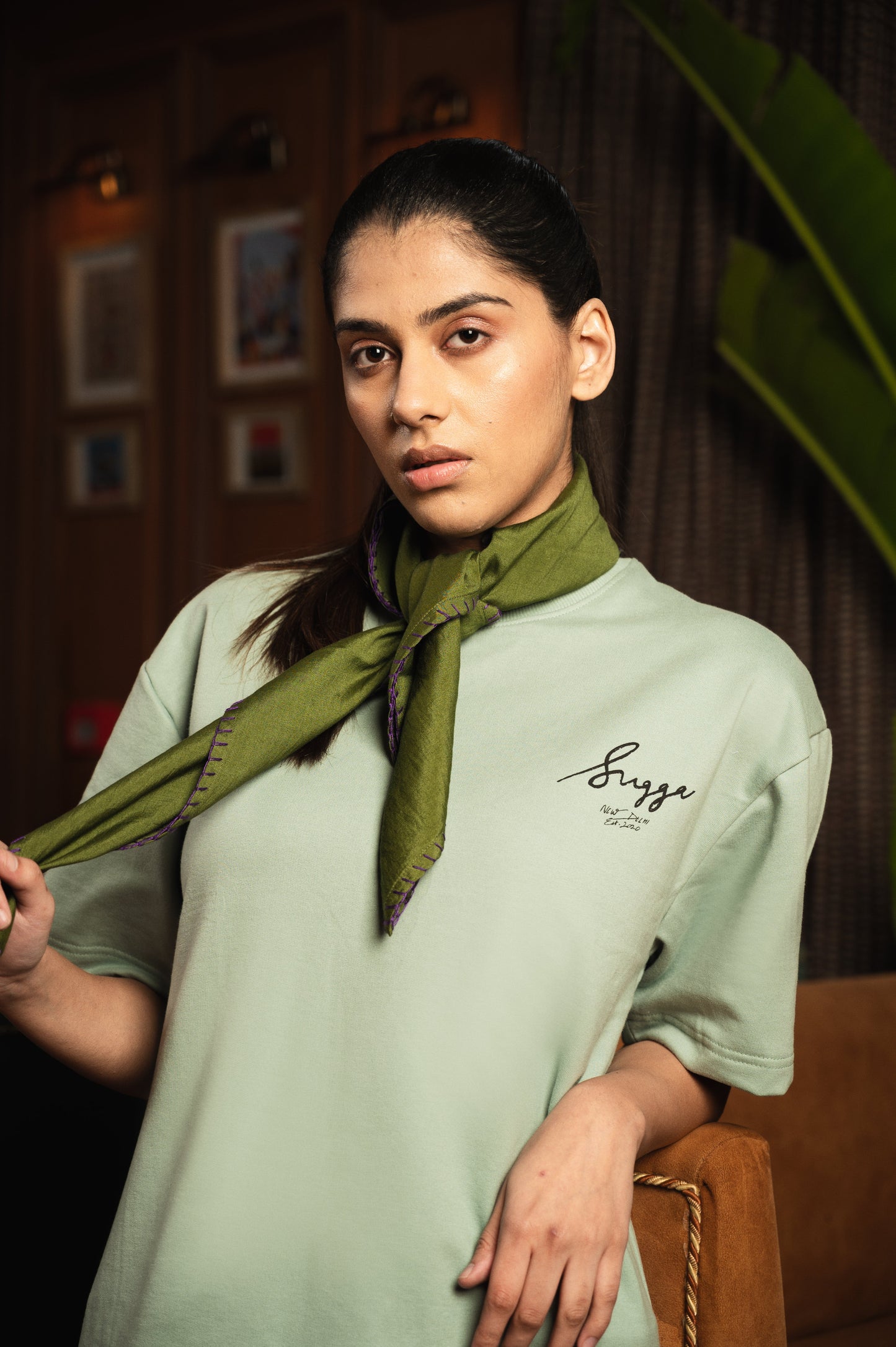 Sugga Handwritten Tshirt In Sage Green