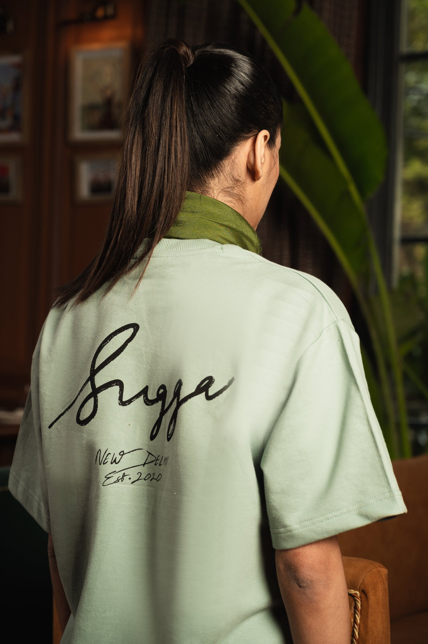 Sugga Handwritten Tshirt In Sage Green