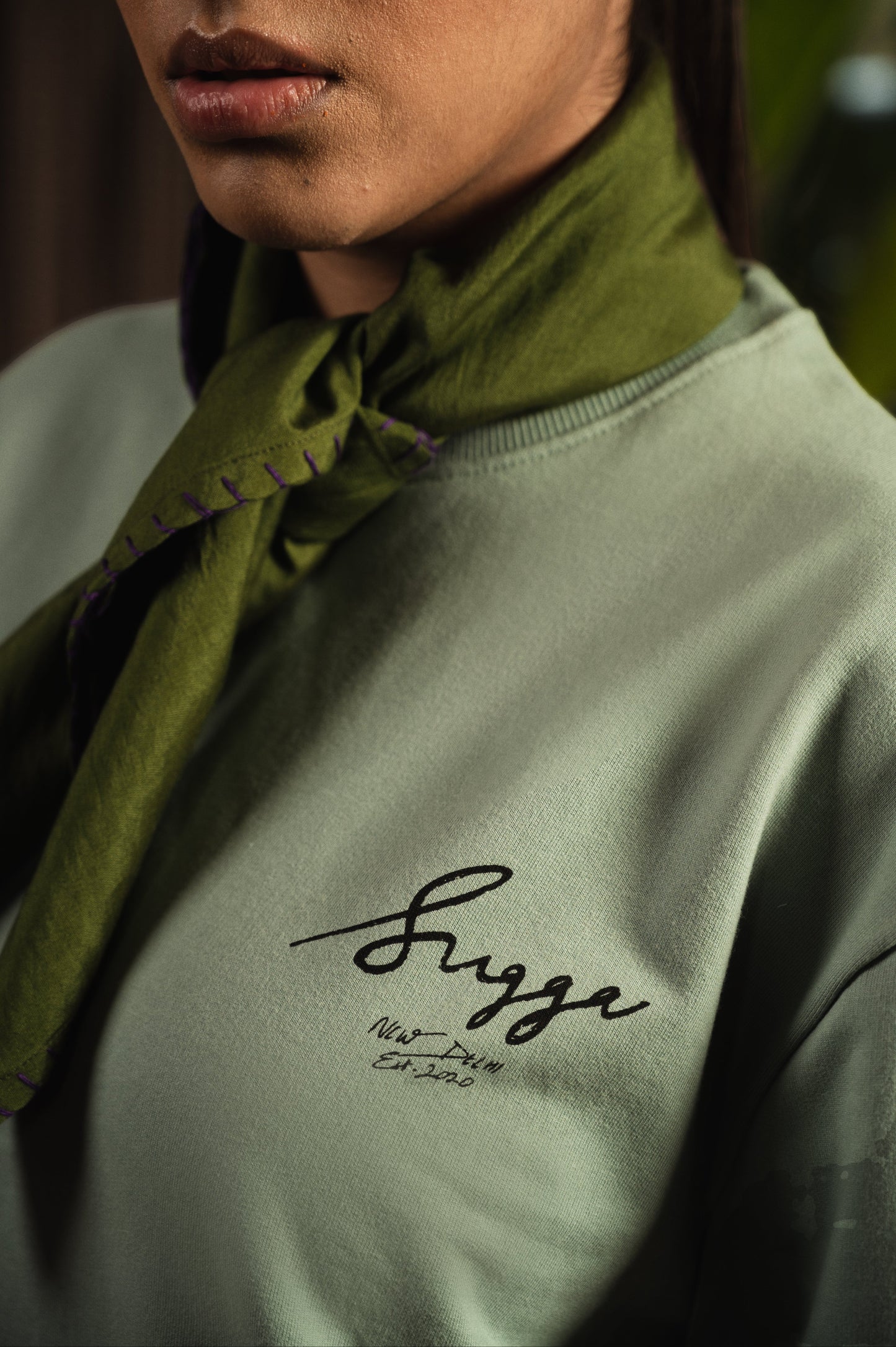 Sugga Handwritten Tshirt In Sage Green