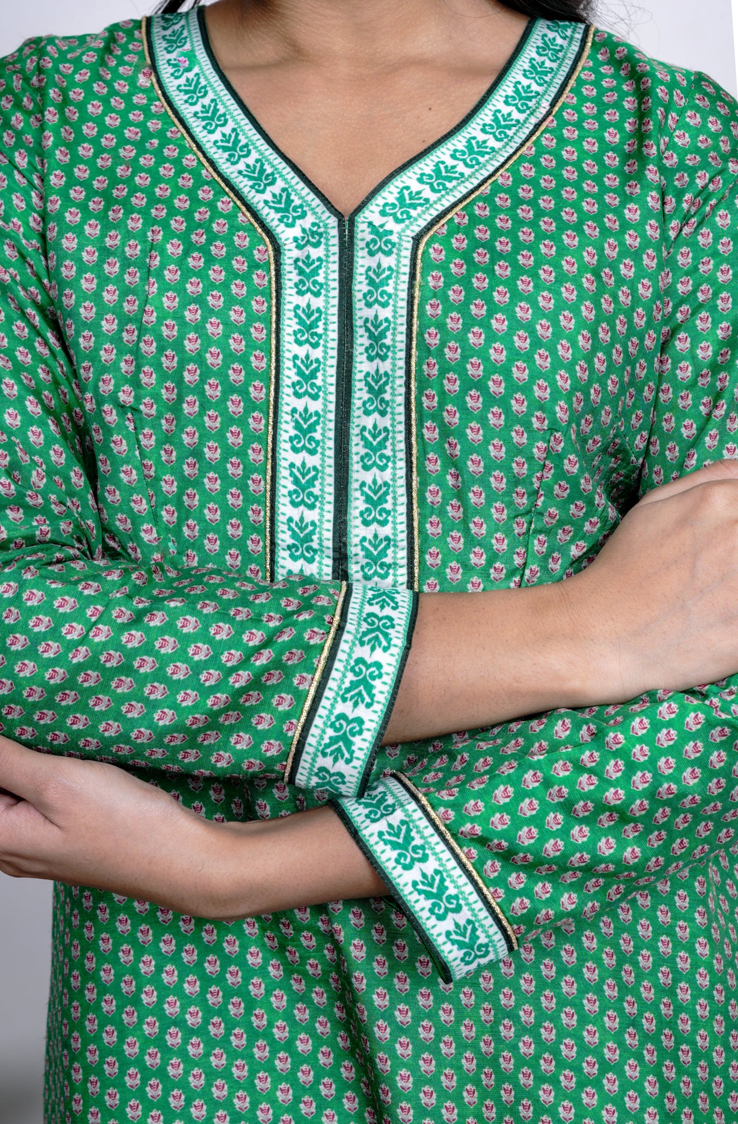 Green Dola Silk Printed Sharara Set With Dupatta