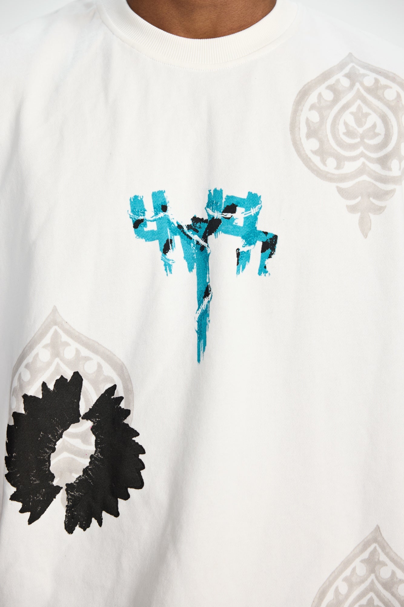 Sleeveless Block-printed T-shirt