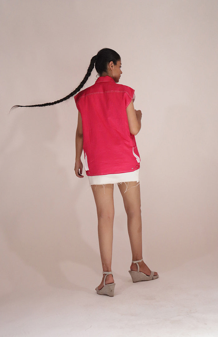 lahar hot pink jacket skirt set
