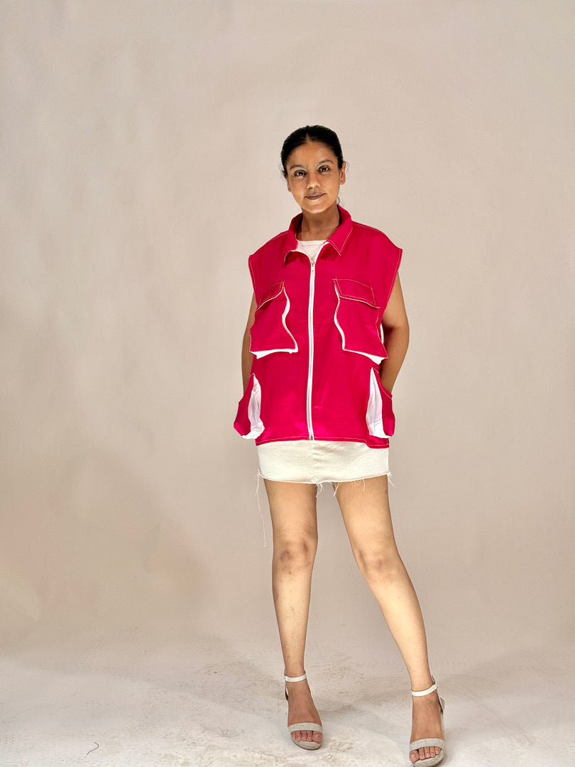 lahar hot pink jacket skirt set