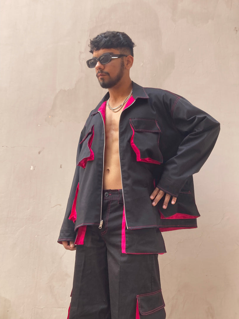 kid's river black jacket-pants set