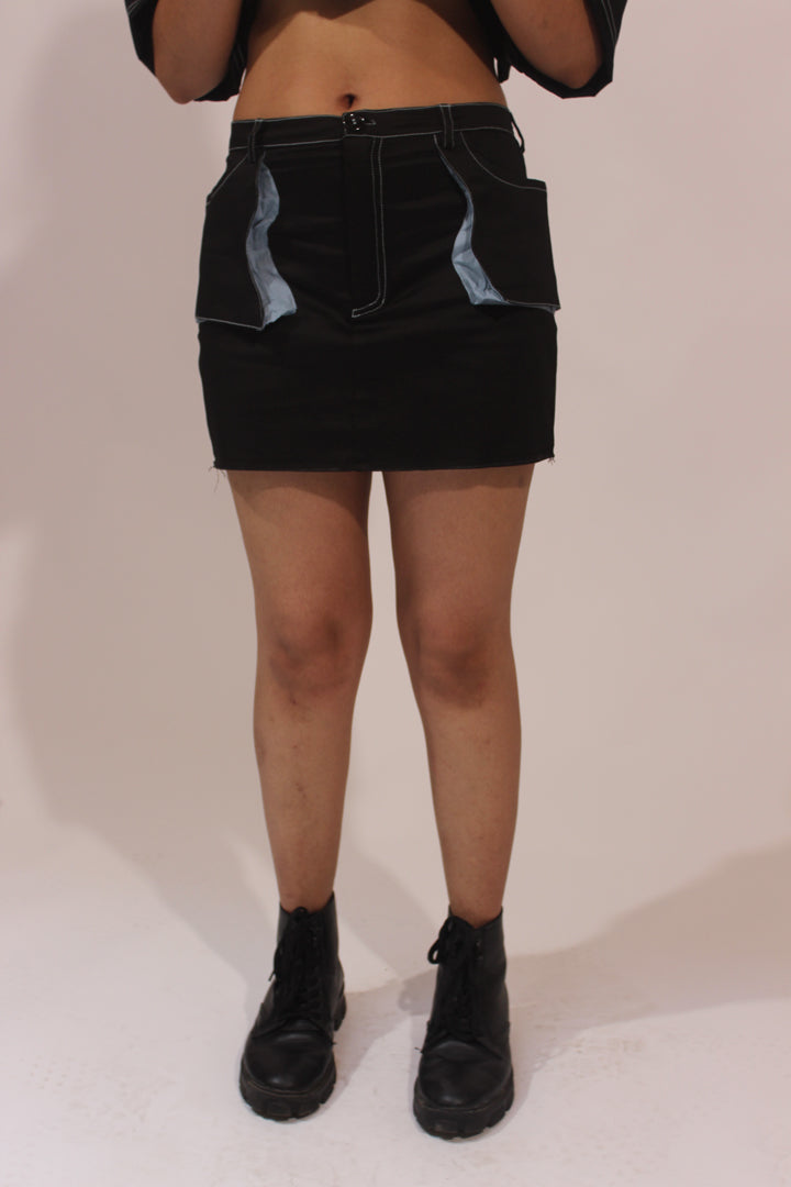 lahar black jacket skirt set