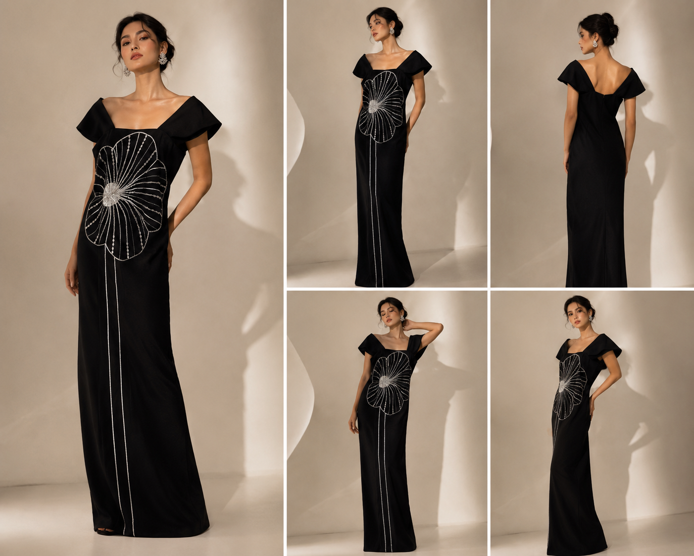 Black Flower Cocktail Dress