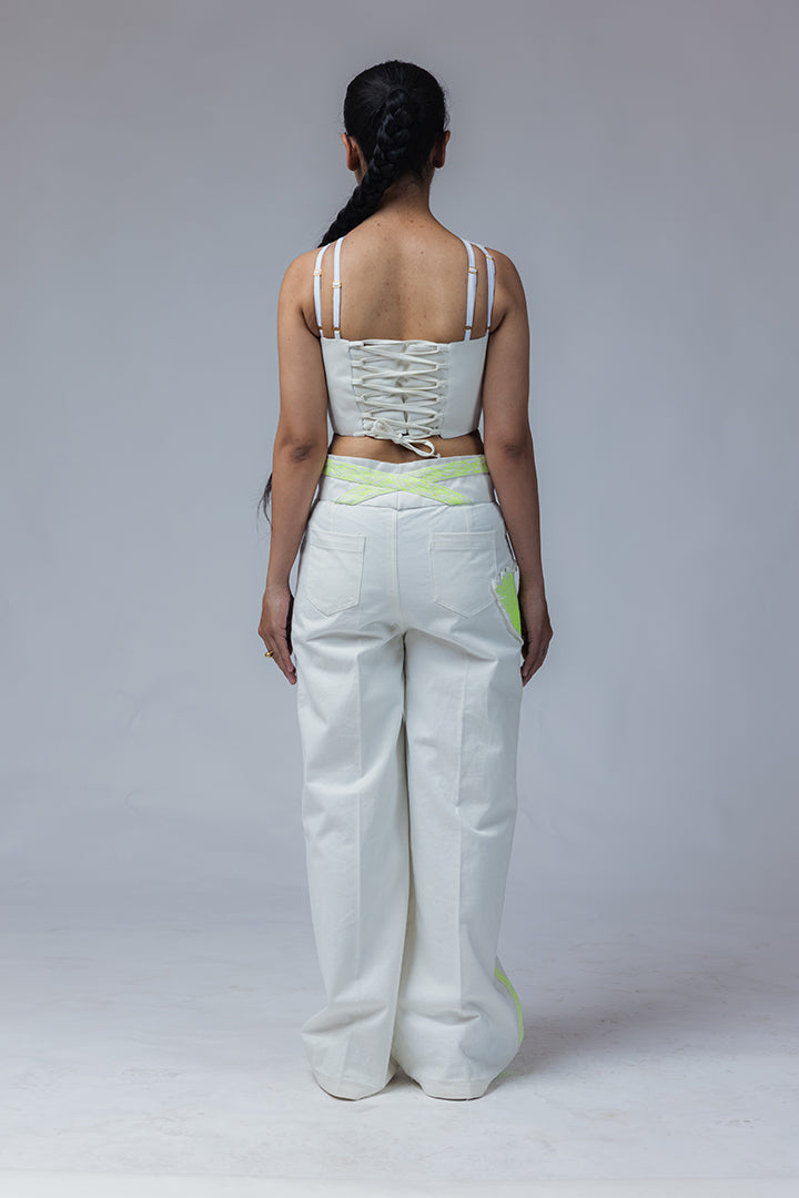 mayajaal off-white top-jeans set