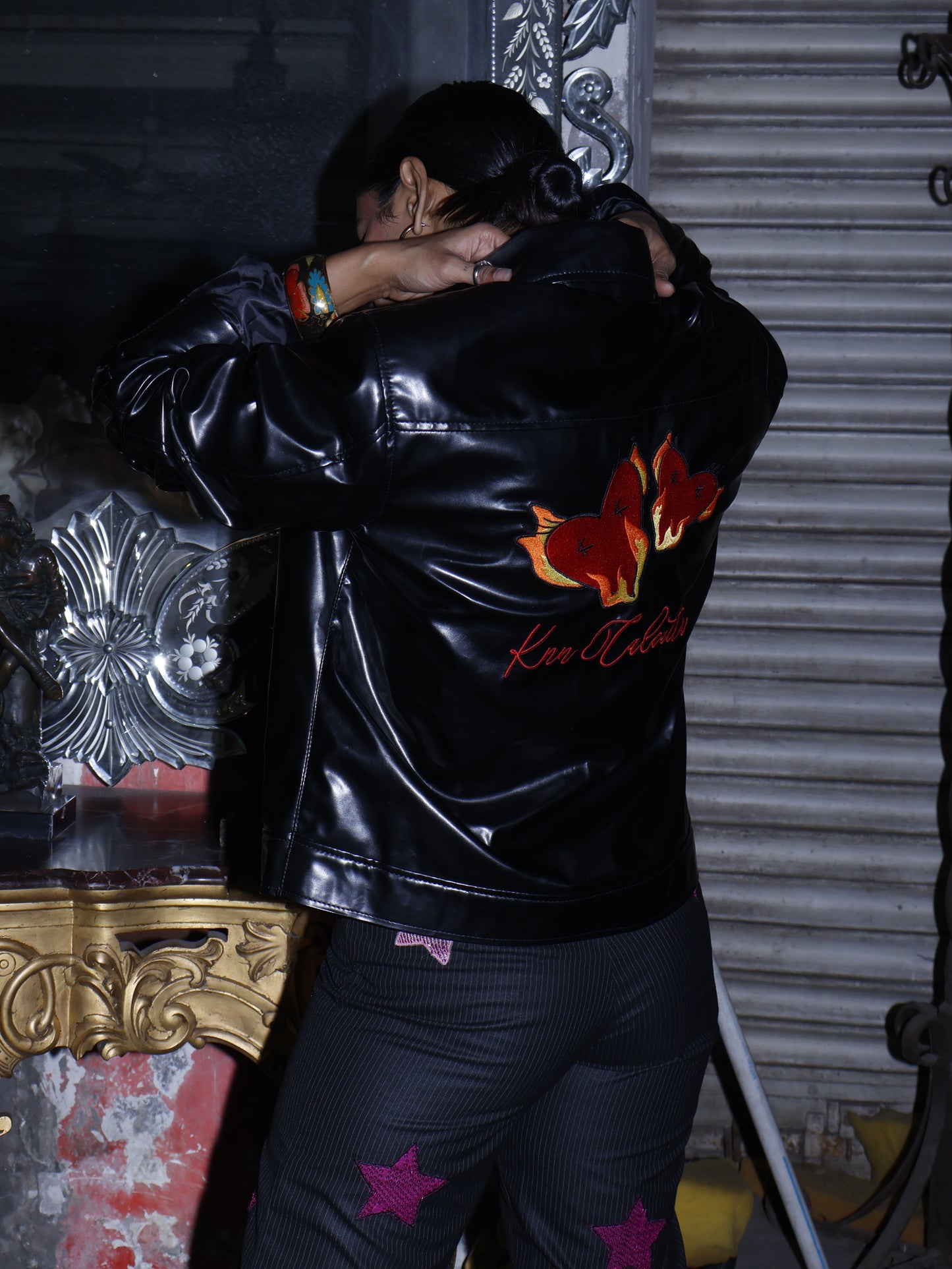 twin flames leather jacket