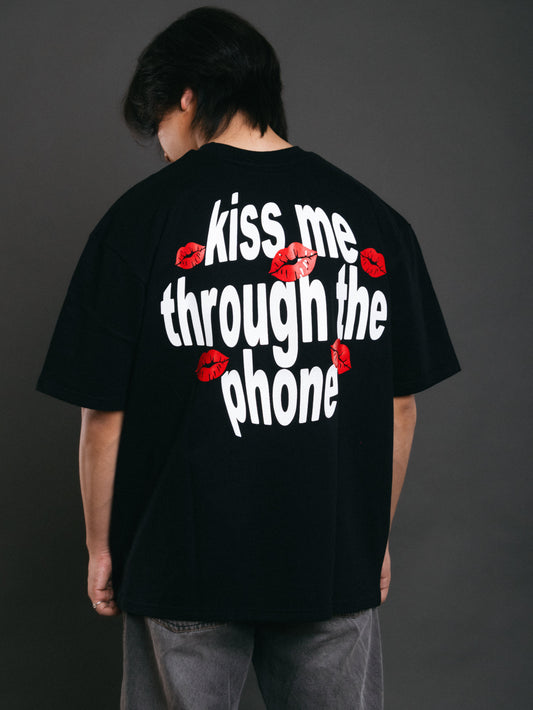 Unisex Phone Kiss Black T-shirt