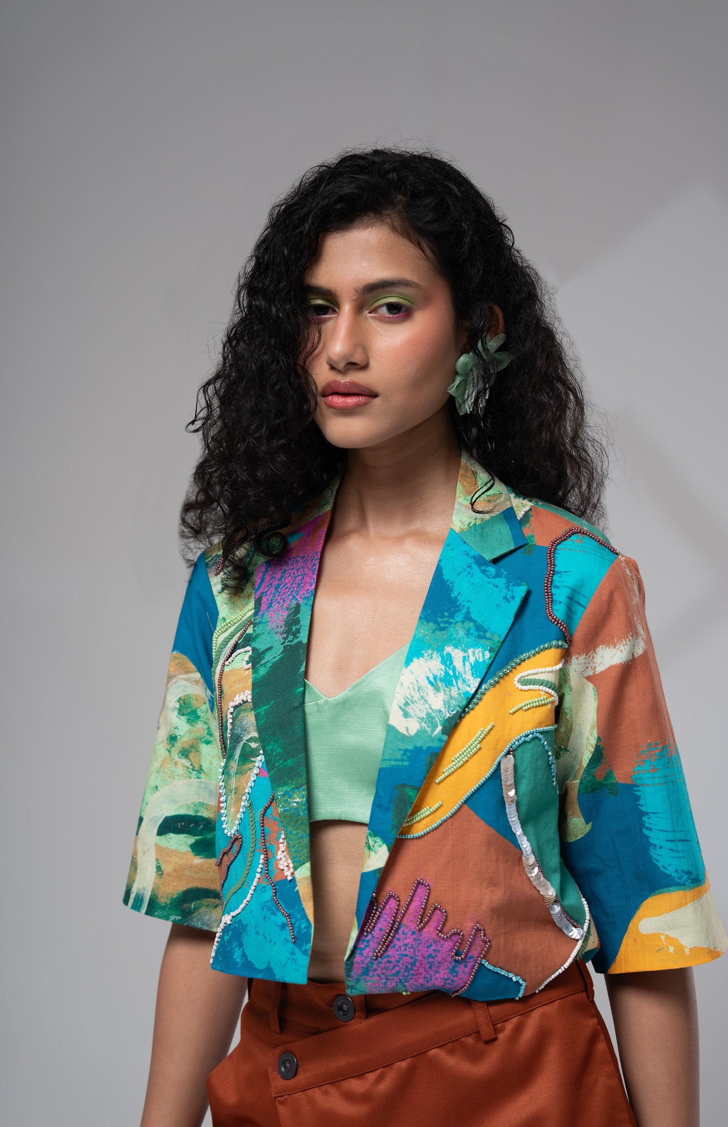 Bay Cropped Jacket Set w/ Bustier