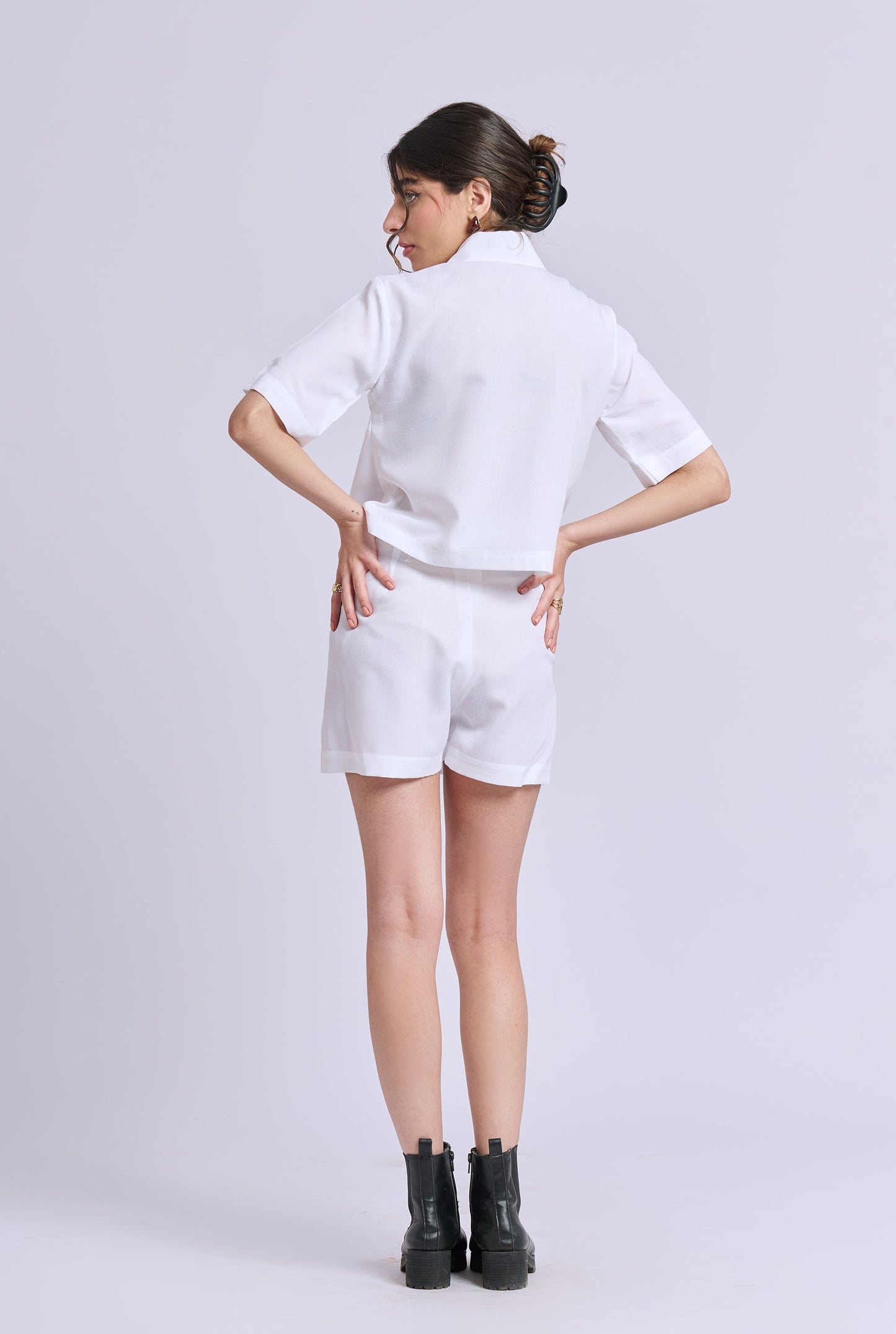 Isla White and Purple Co-ord Set with Shorts