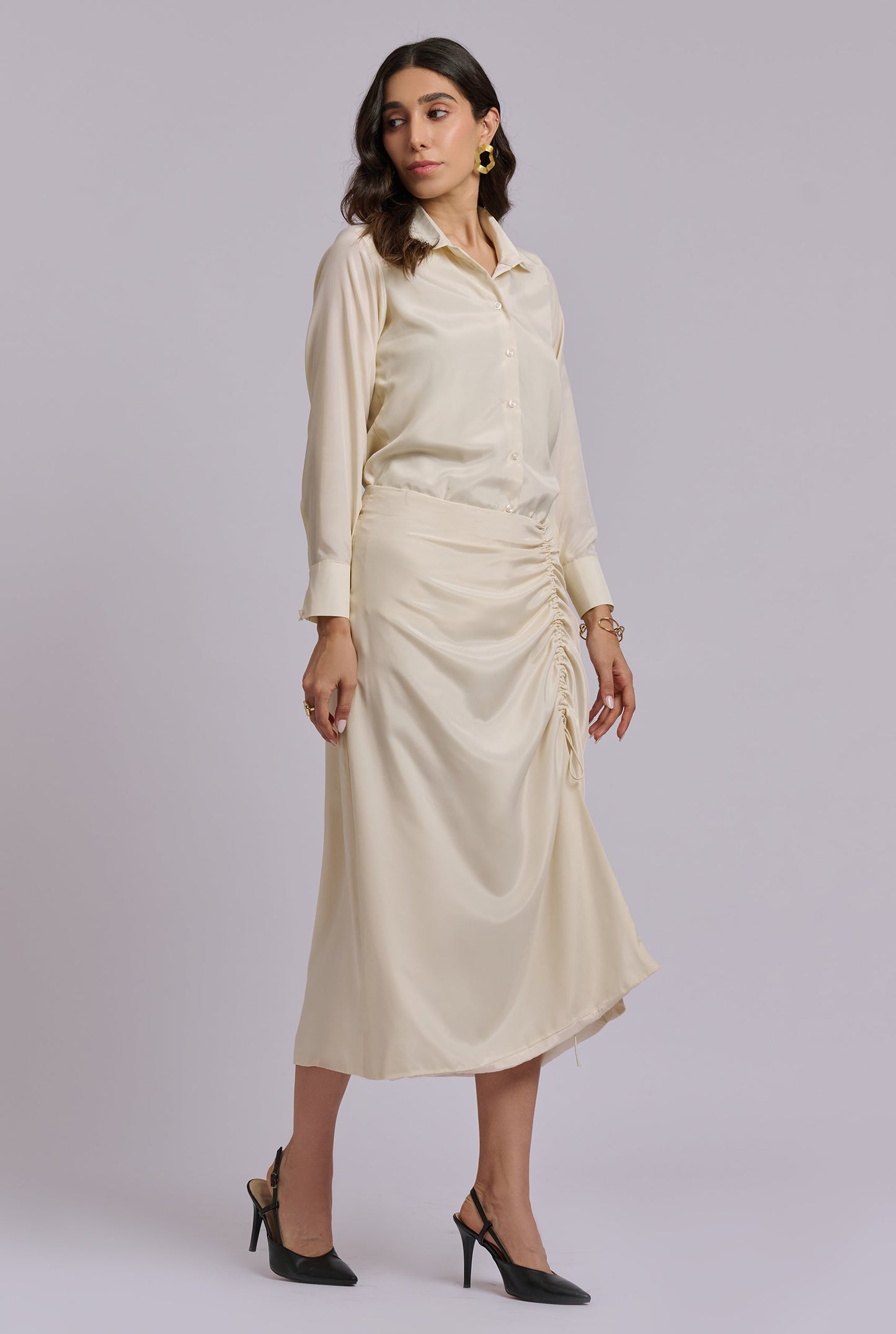 Lulu Champagne Color Skirt Set