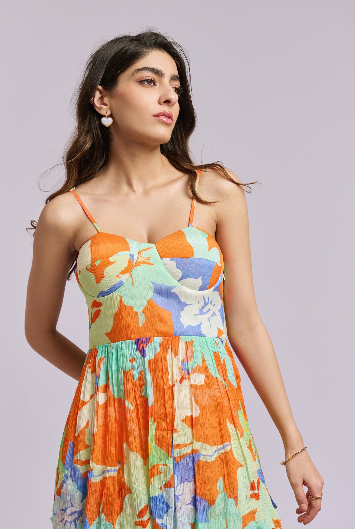 Valerie Abstract Print Ruffle Maxi Dress