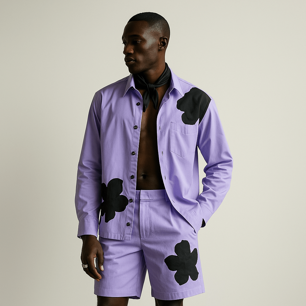 Appliqué Poplin Shacket - Lavender - erised pret