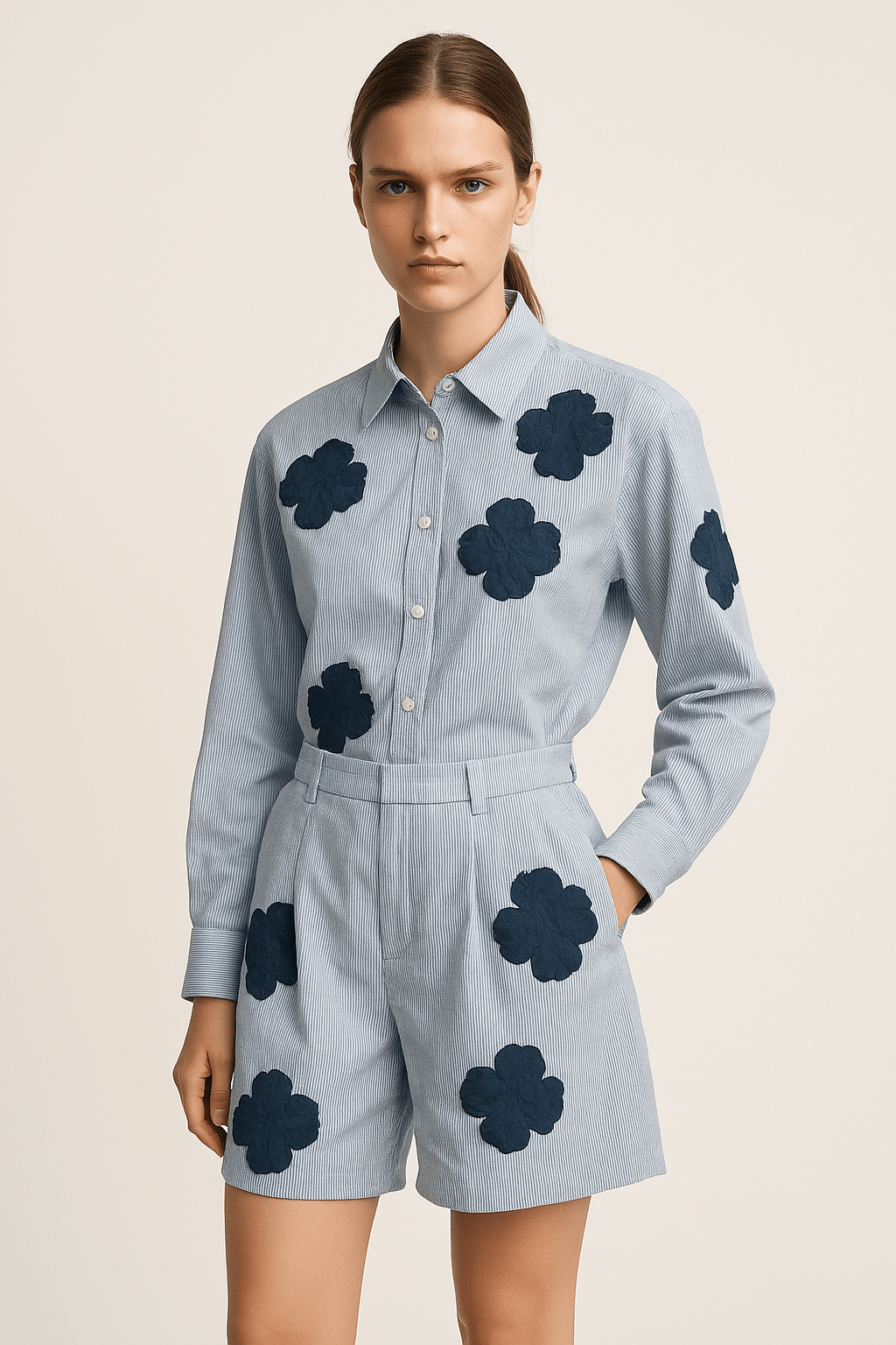 Blue Striped Bermuda Shorts - erised pret