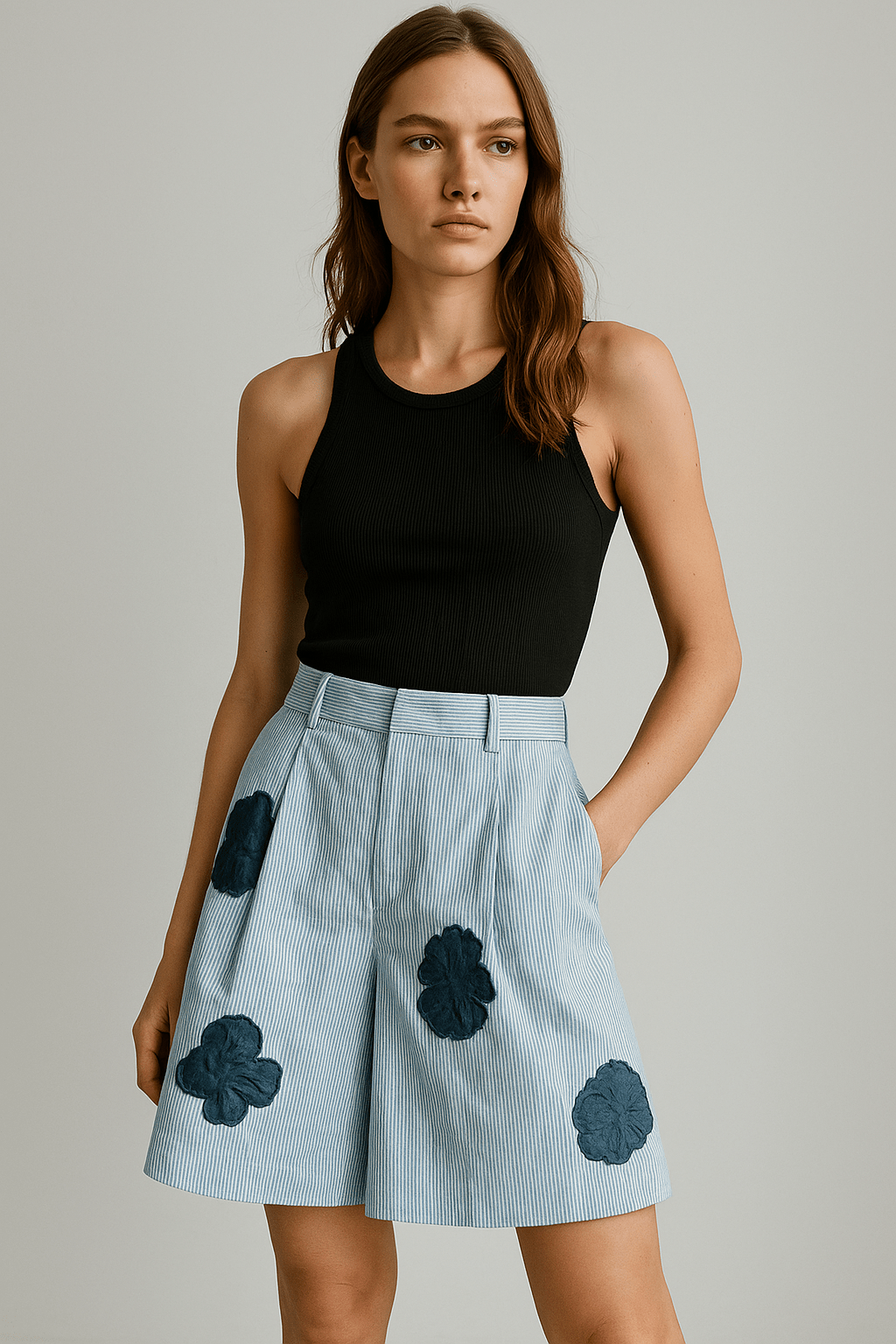 Blue Striped Bermuda Shorts - erised pret