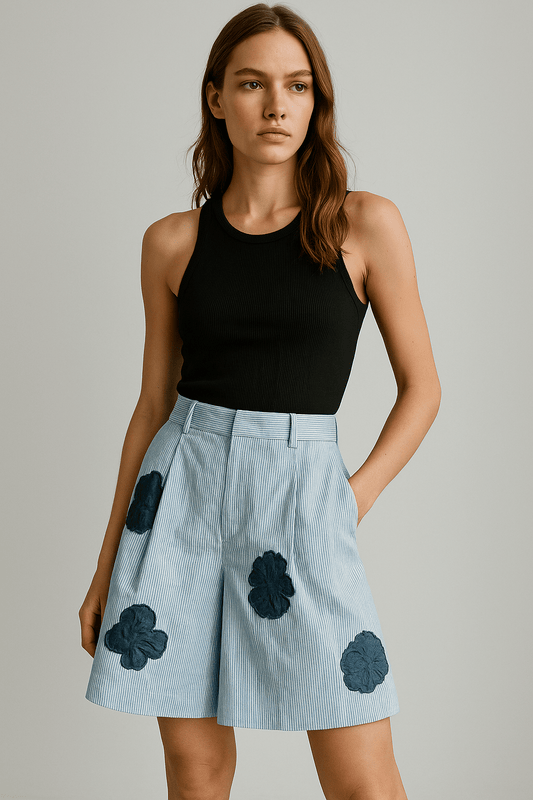 Blue Striped Bermuda Shorts - erised pret