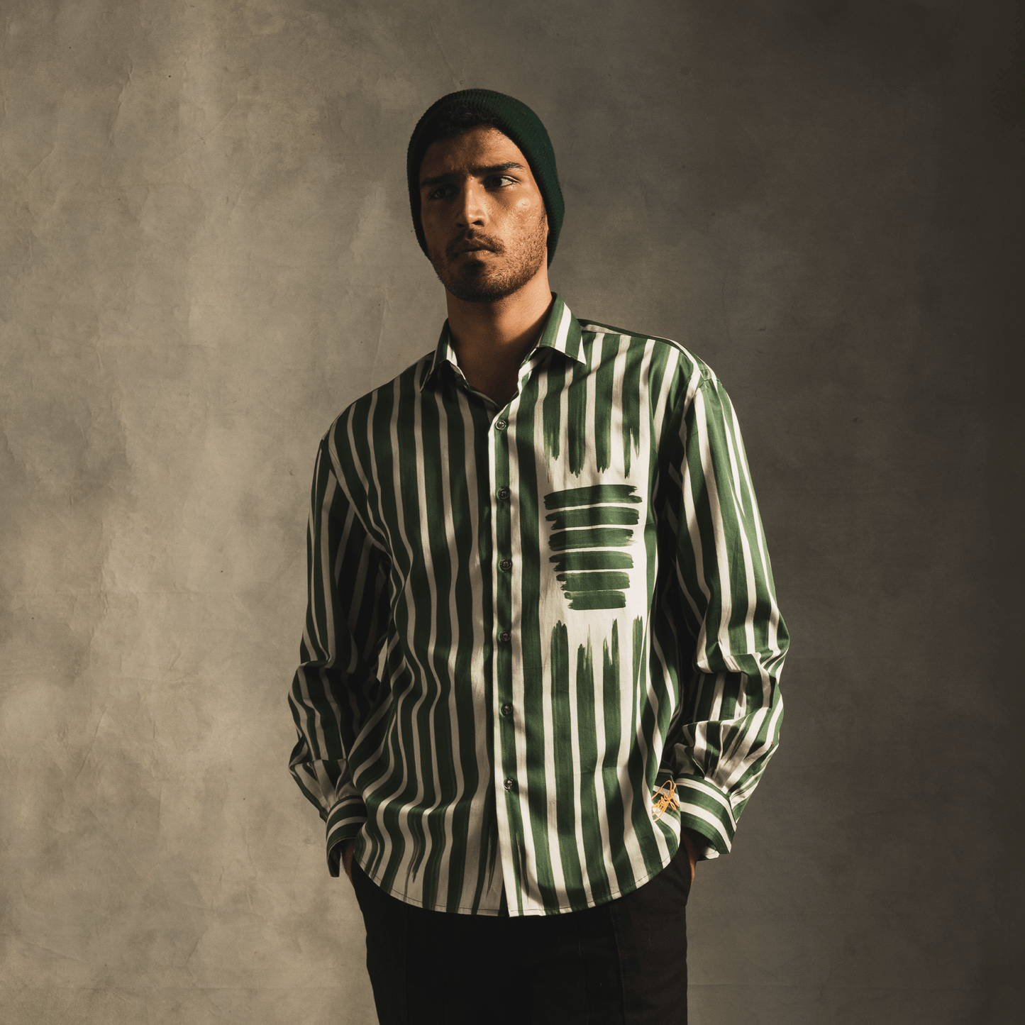 Fake Stripe Shirt In Green