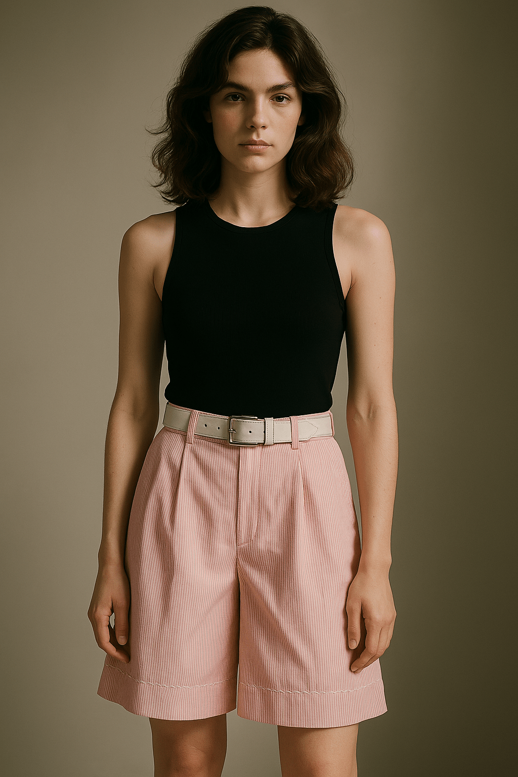 Handstitched Pinstripe Bermuda Shorts - erised pret