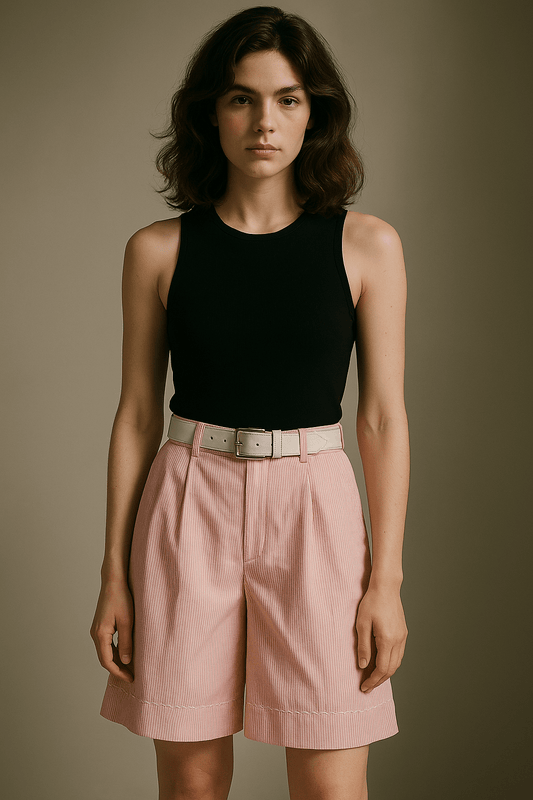 Handstitched Pinstripe Bermuda Shorts - erised pret