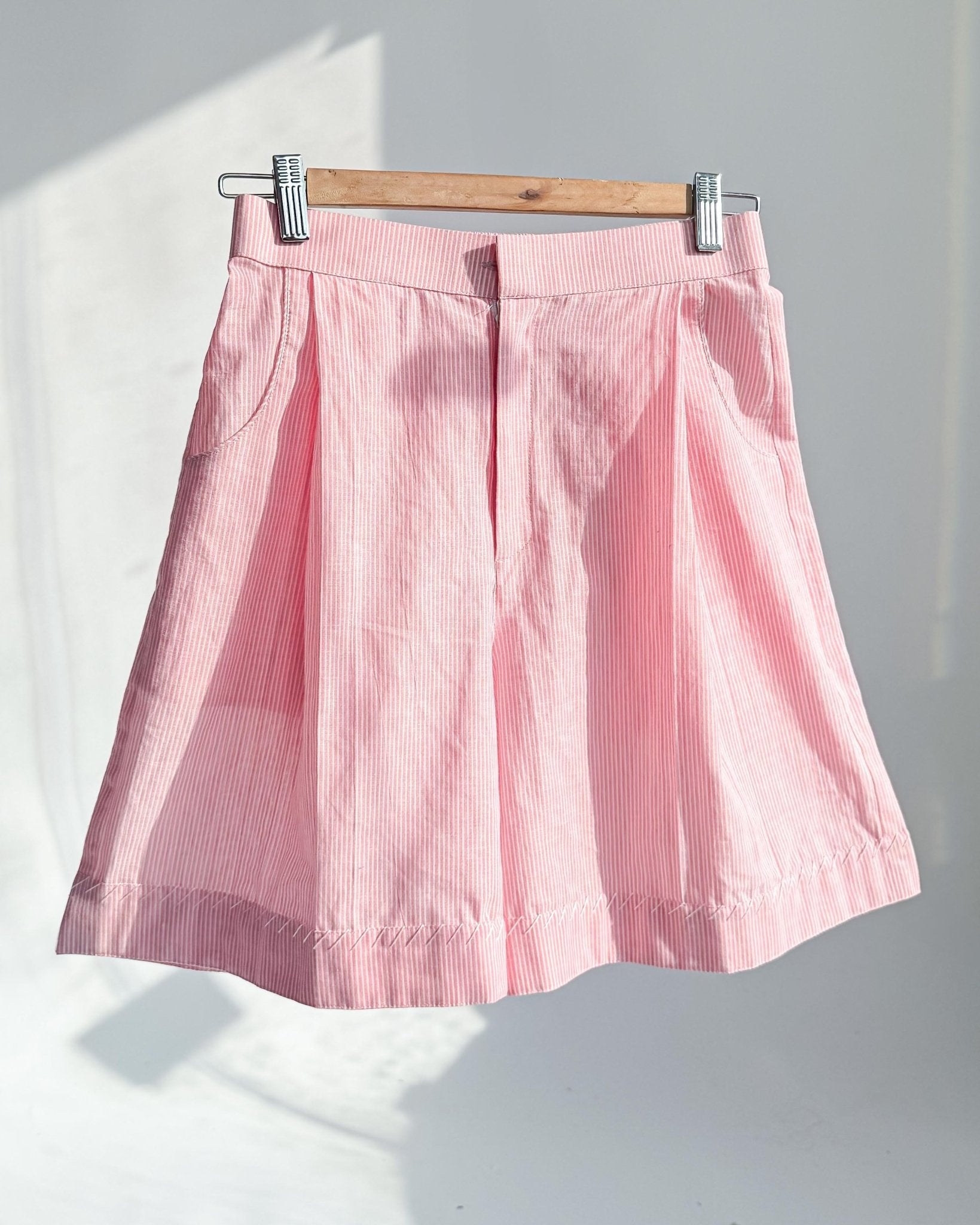 Handstitched Pinstripe Bermuda Shorts - erised pret