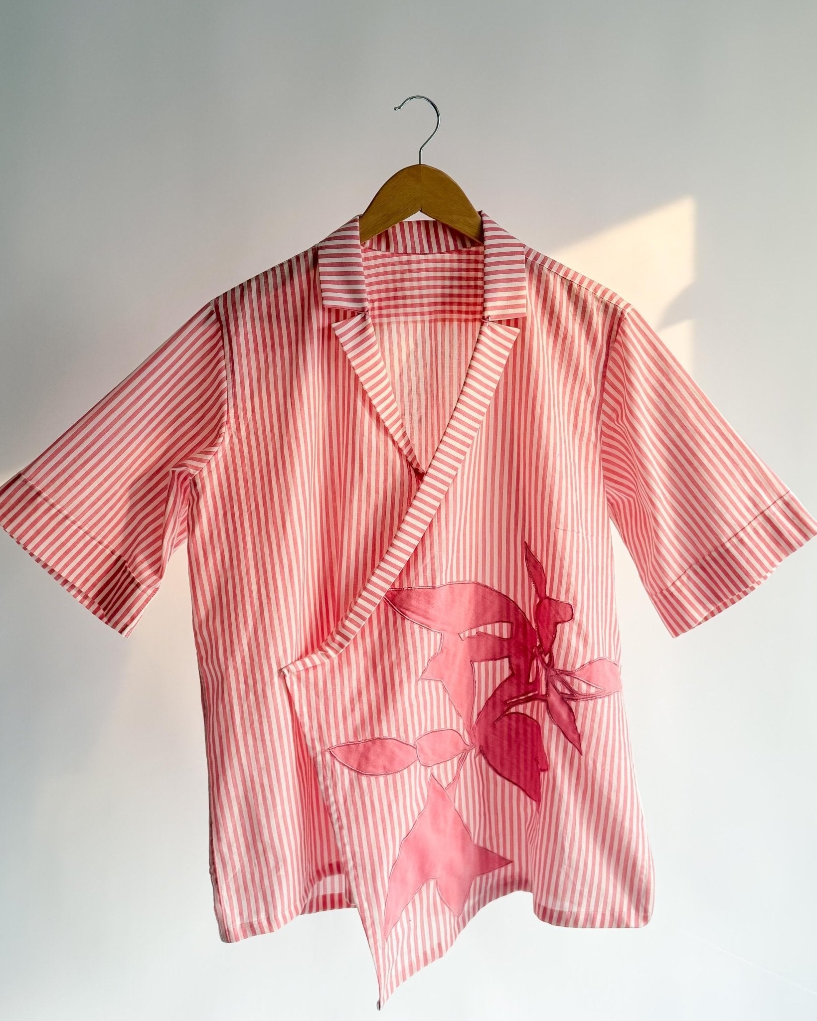 Pink Striped Assymetrical Shirt - erised pret