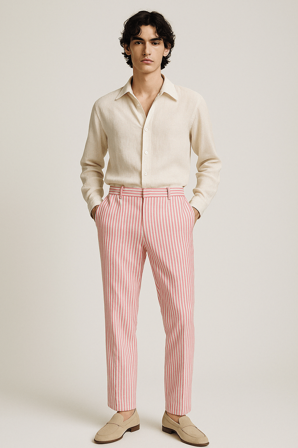 Pink Striped Cotton Trousers - erised pret