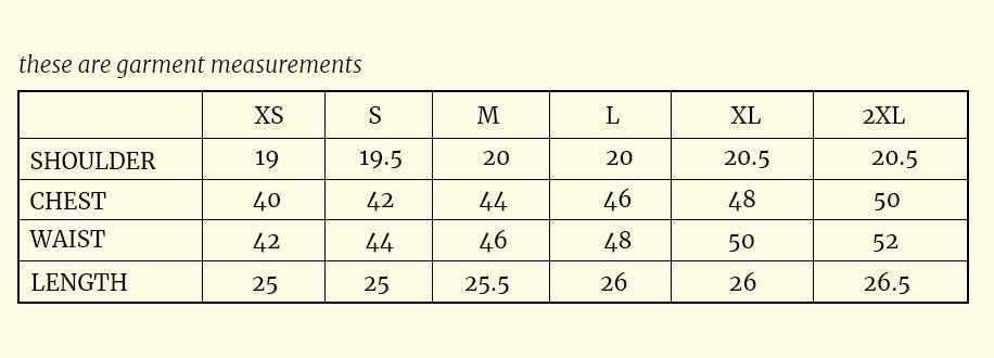 Size chart