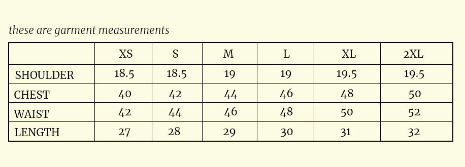 Size chart