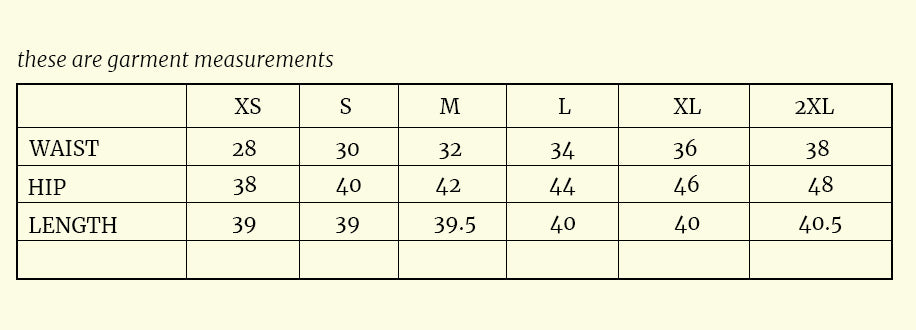 Size chart