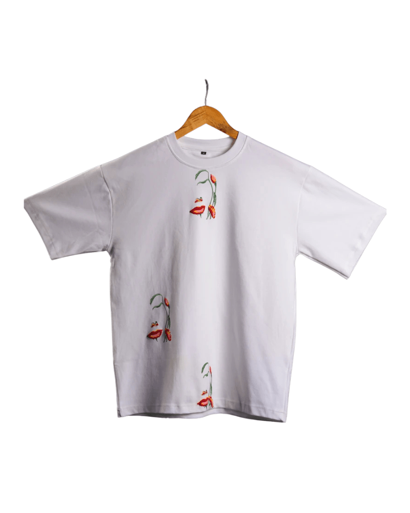 White Flower Face Tshirt - SULLITT