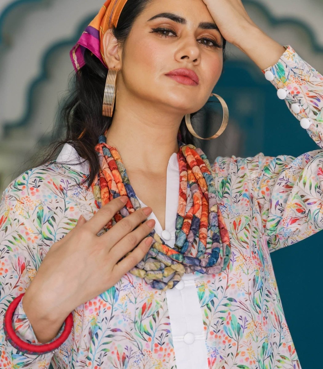 White Printed Lawn Pakistani Co - ord Set - Outro Studio