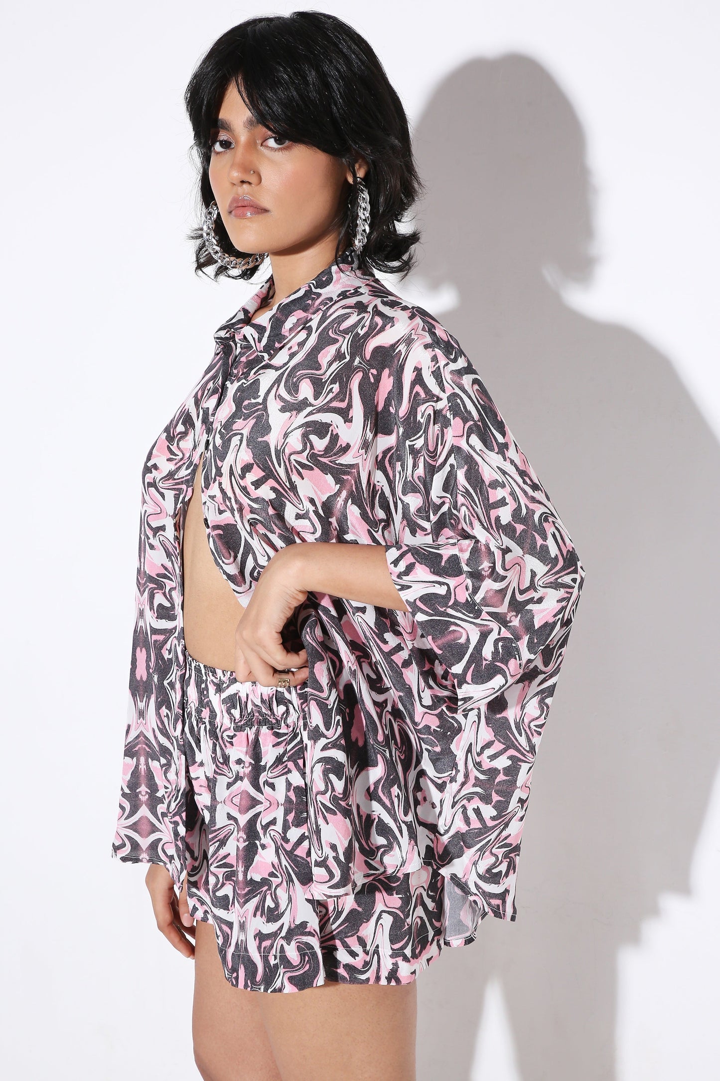 Relaxed Fit Long Shirt - Print-Shirt - Monokrom