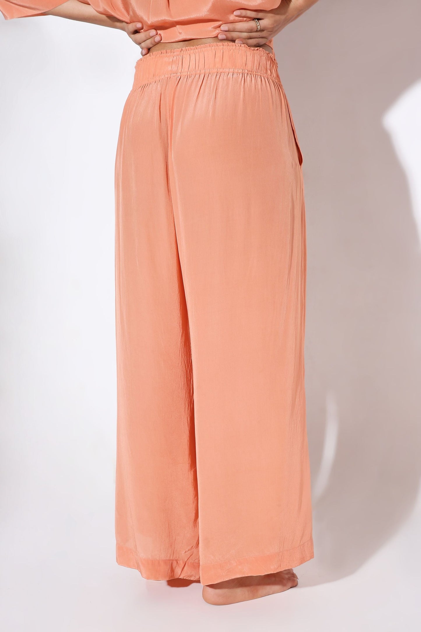 Relaxed fit Long Shirt and Relaxed Fit Pants Solid Color-Coord Set - Monokrom