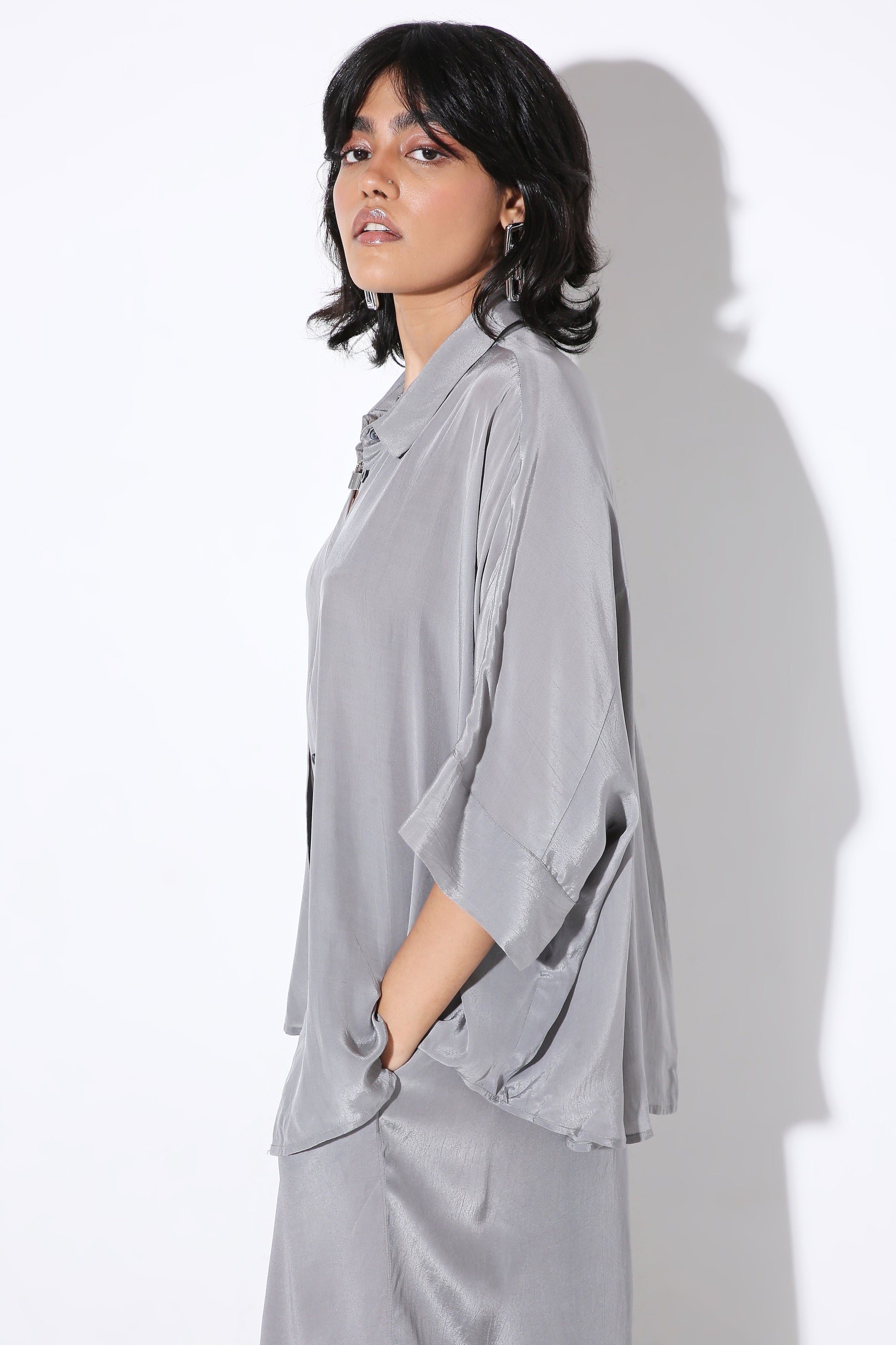 Relaxed Fit Long Shirt Solid-Shirt - Monokrom