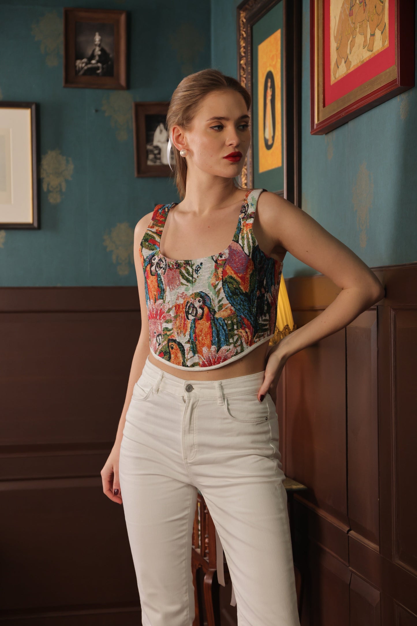 EISHA SINGH IN CANVAS CORSET TOP