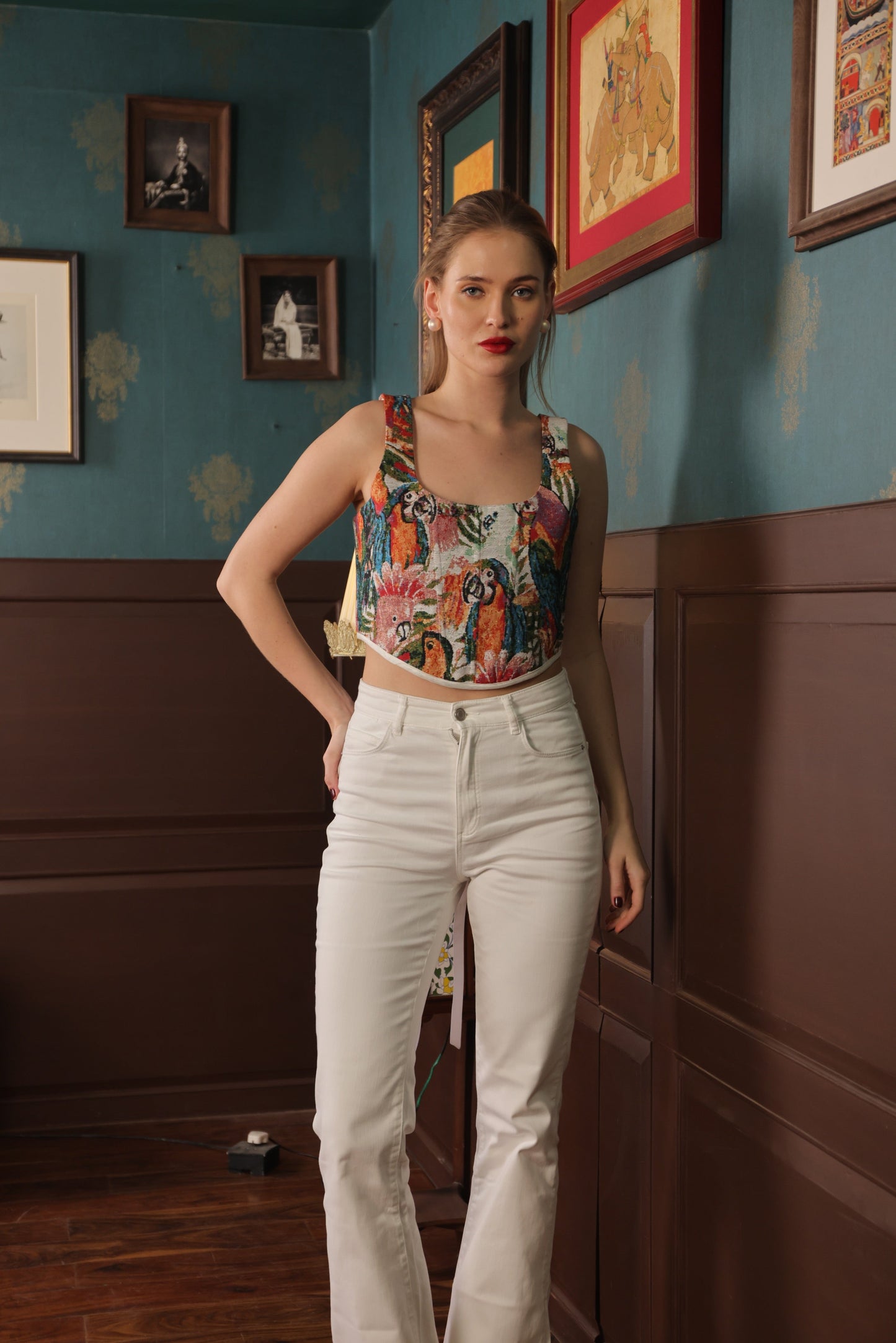 EISHA SINGH IN CANVAS CORSET TOP
