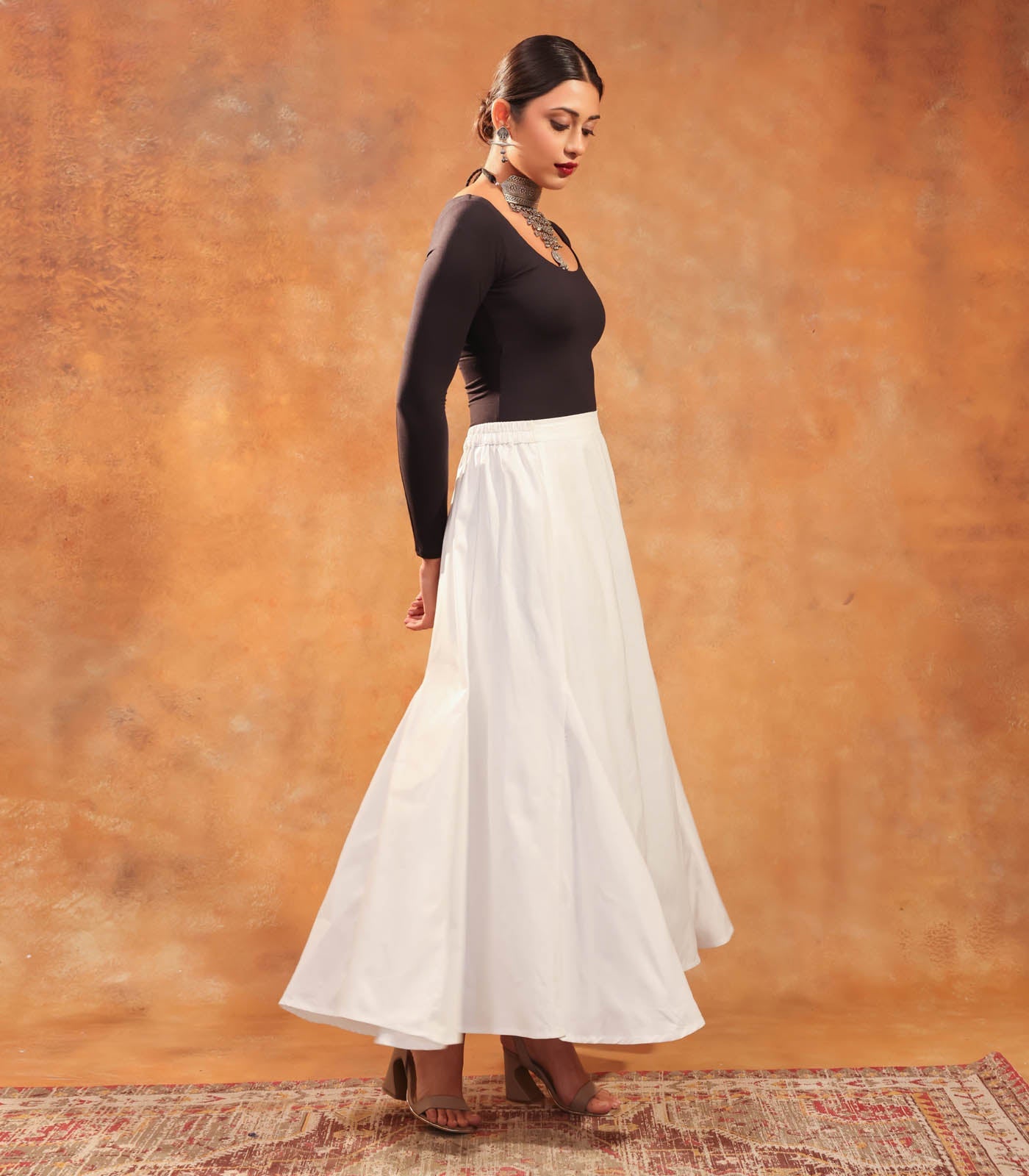 White Linen Long Skirt