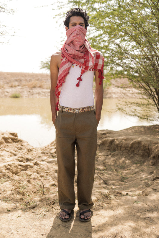 Olive Embroidered Pants