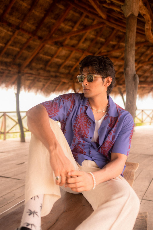 Blue Purple Printed Resort Shirt