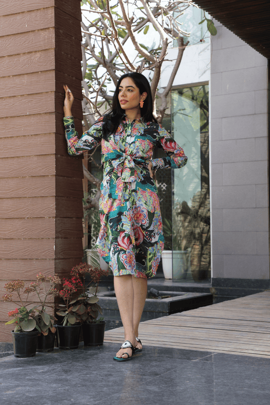 MEHEK Floral shirt 
dress