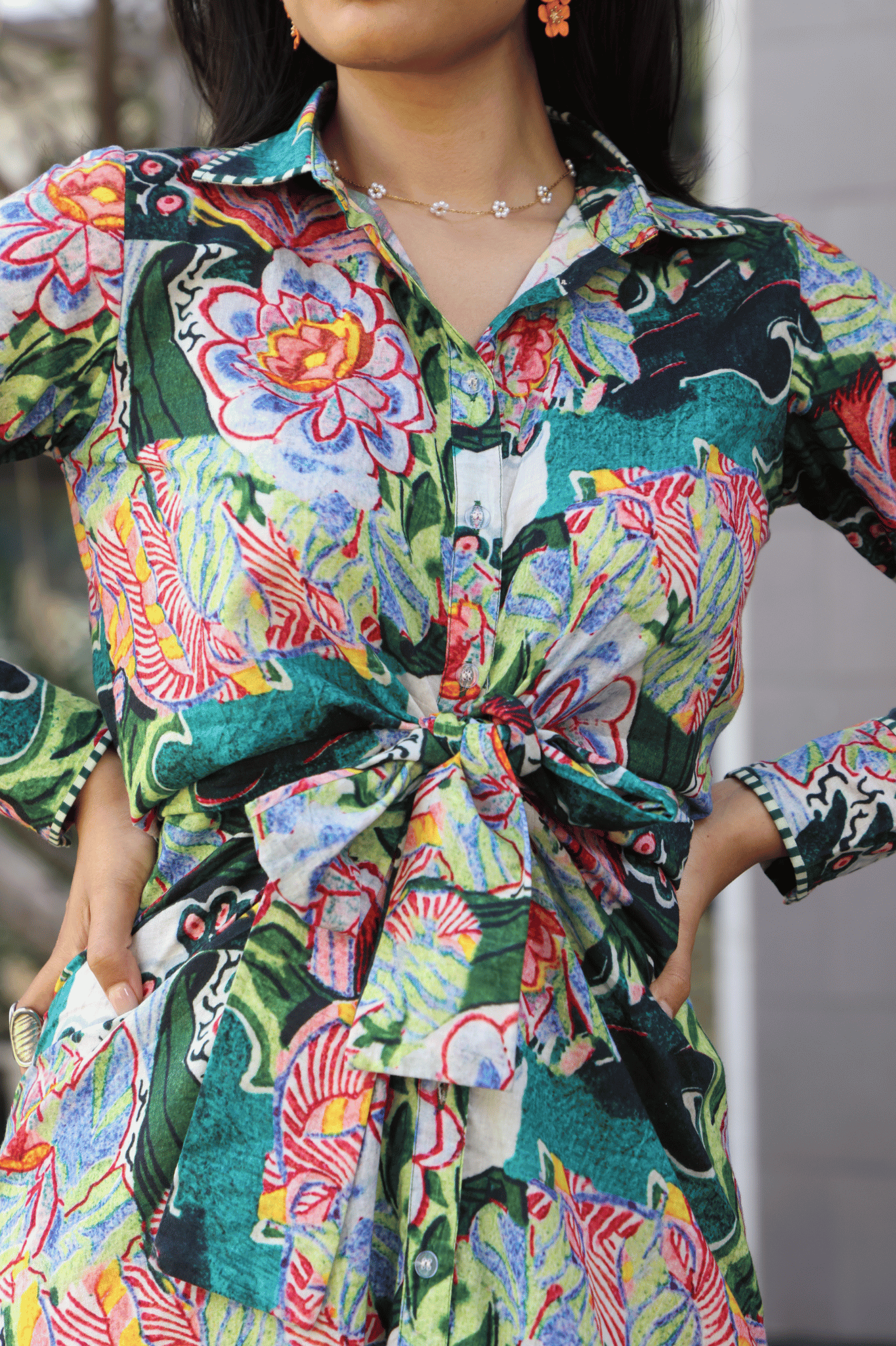 MEHEK Floral shirt 
dress