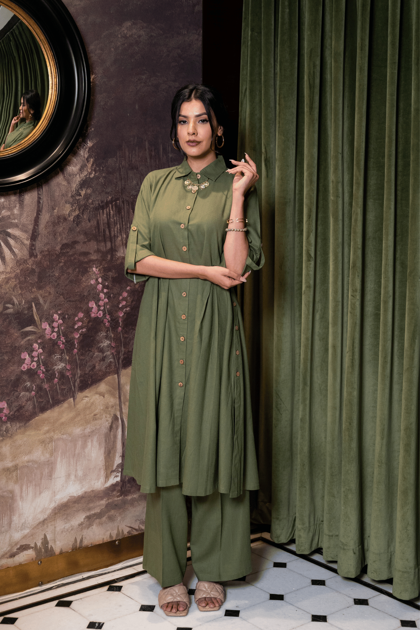 SAGE GREEN LINEN CO ORD SET