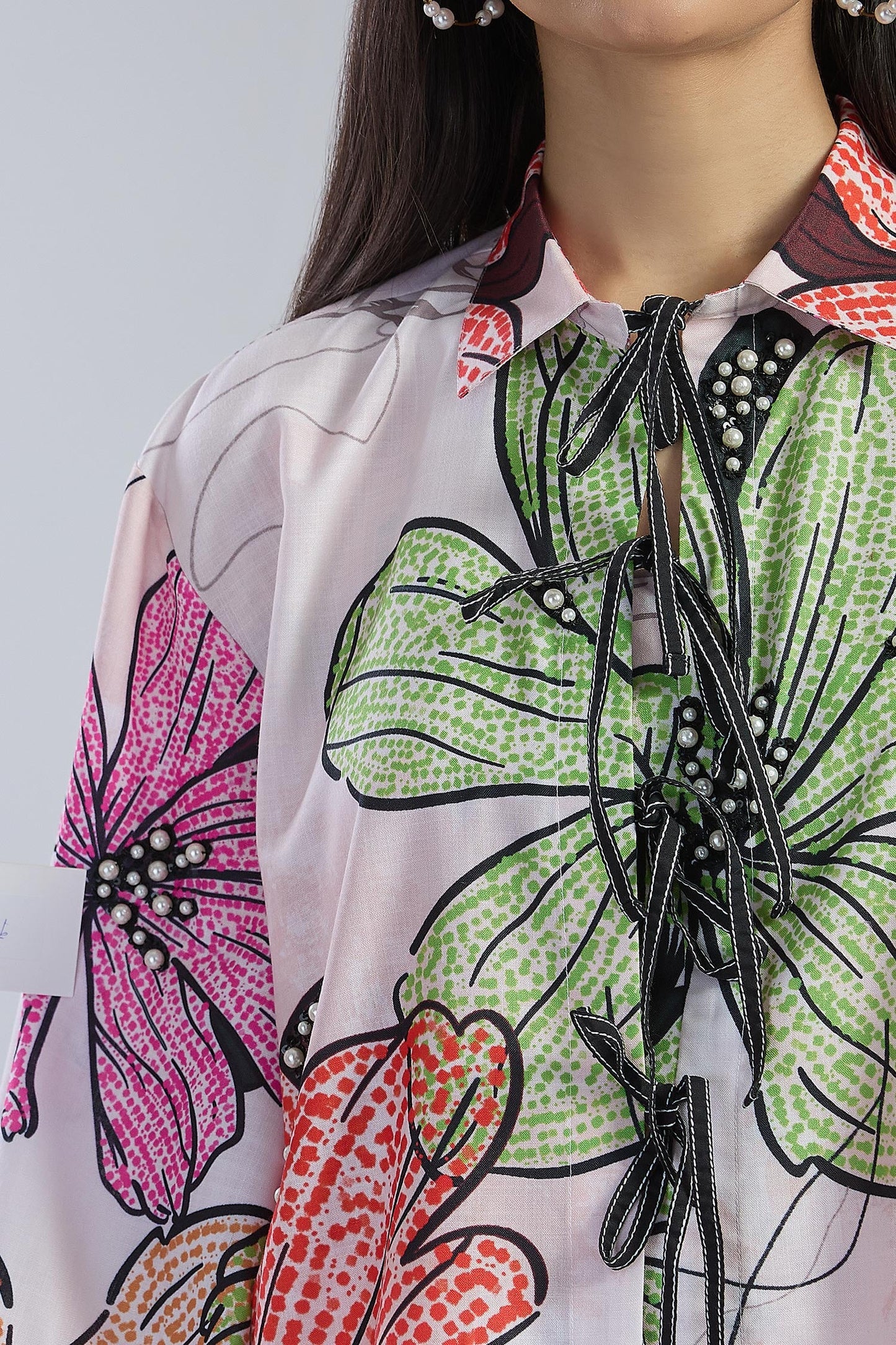Pearl String Embroidered Shirt