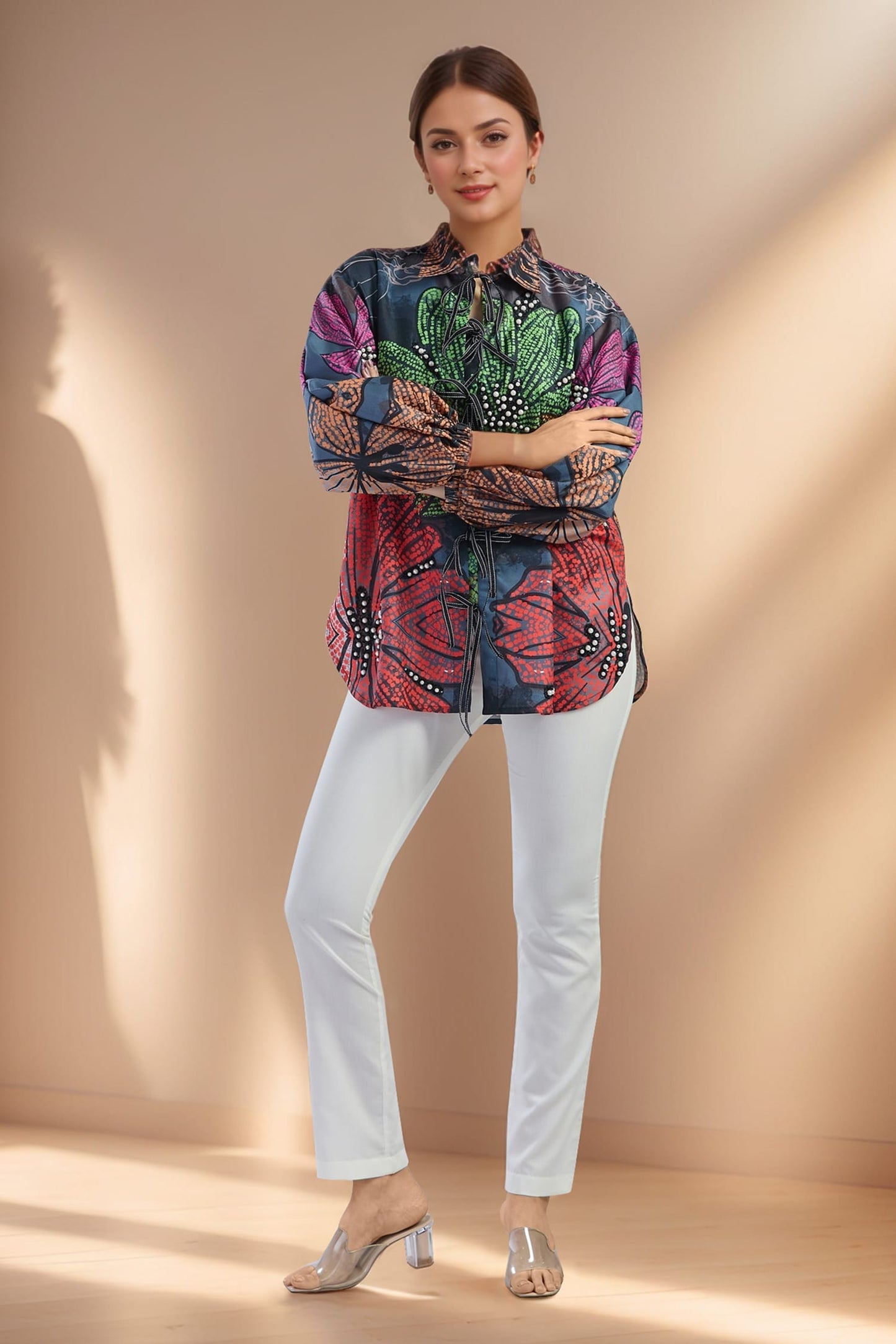 Pearl String Embroidered Shirt