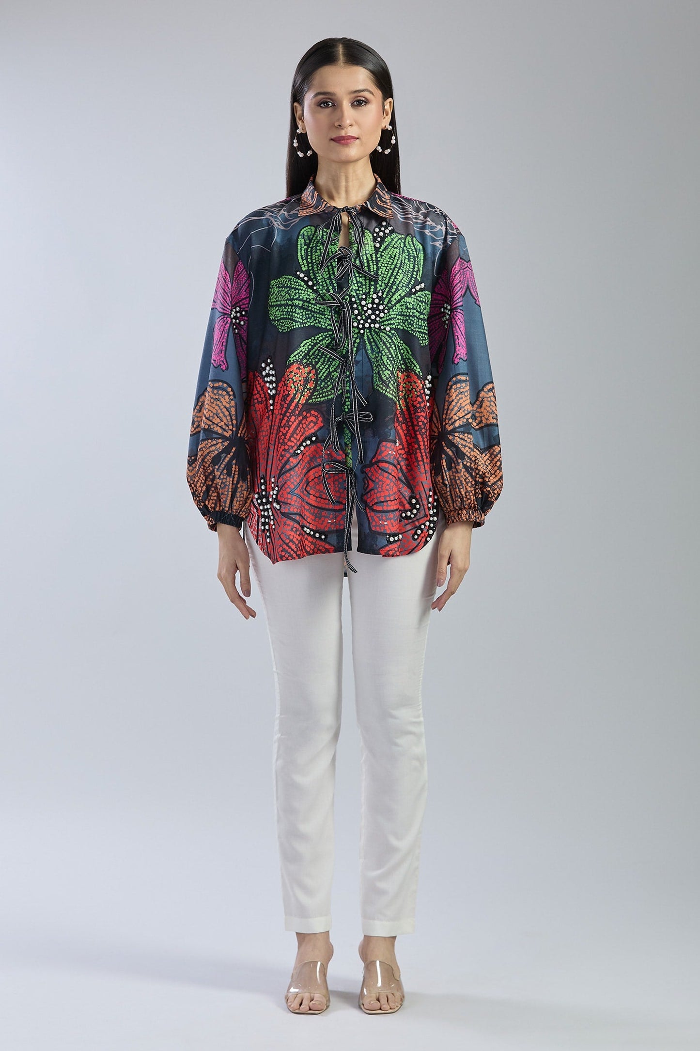 Pearl String Embroidered Shirt