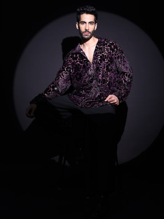 DEEP PLUM ZIP SHIRT