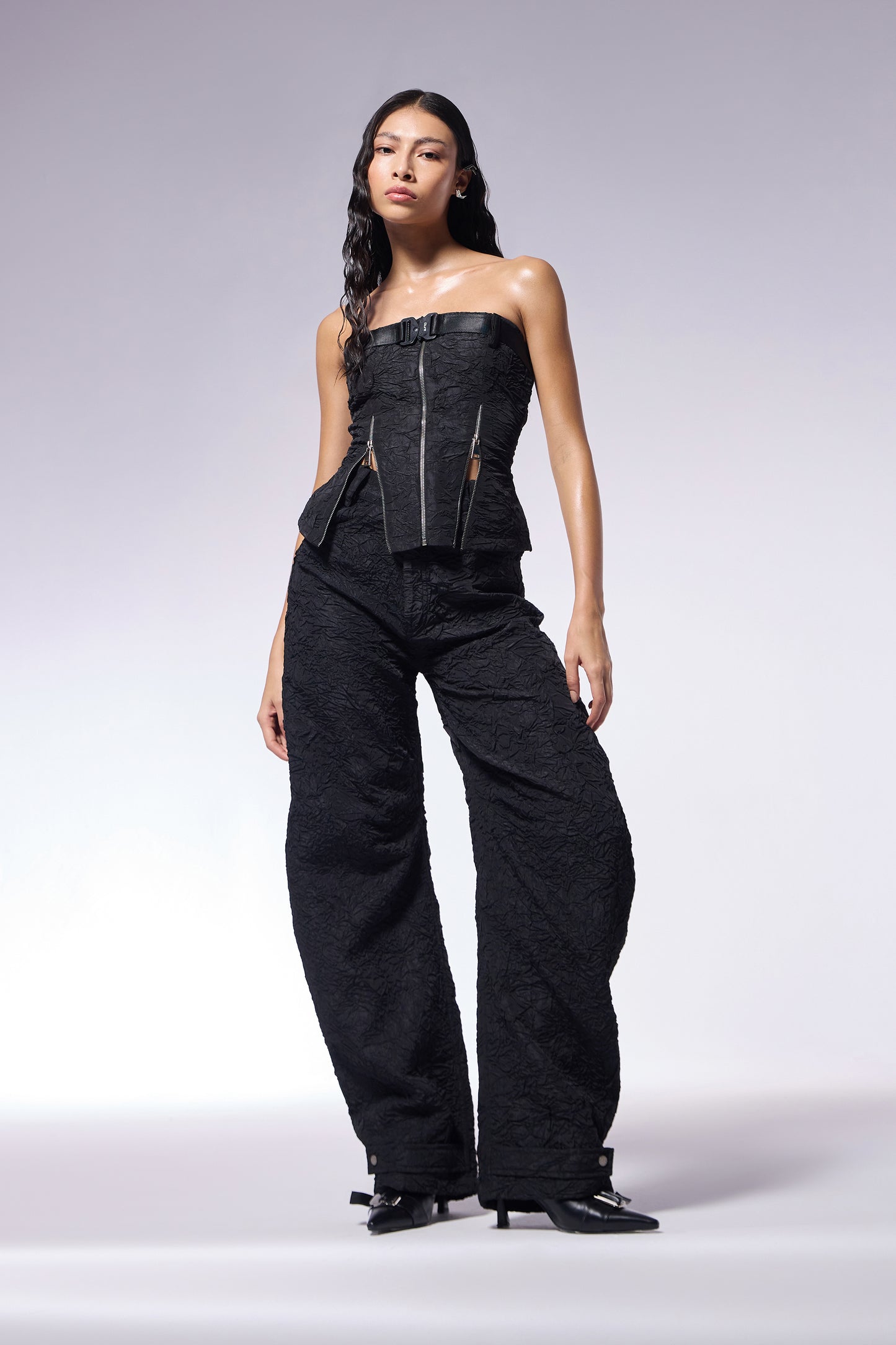 Charcoal Crushed D-Cut Pants